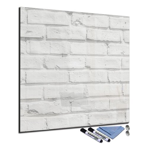 Glas-Magnettafel 30x30 cm Quadratisch Wand Zubehör Whiteboard Ziegelstein Büro