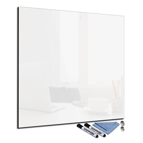Glas-Magnettafel 80x80 cm Quadratisch Wand mit Zubehör Whiteboard Küche Büro