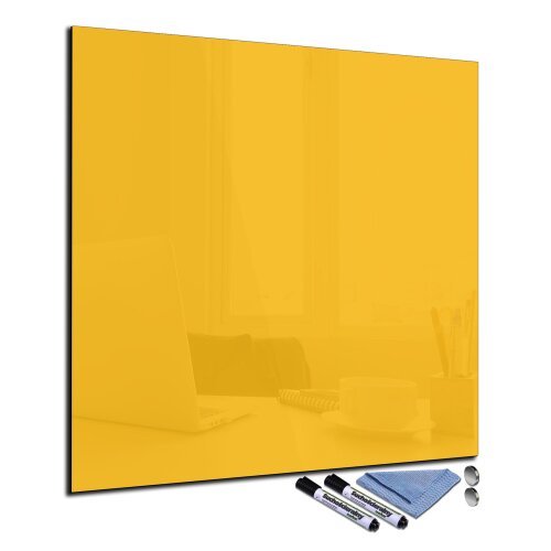 Glas-Magnettafel 60x60 cm Quadratisch Wand mit Zubehör Whiteboard Küche Büro