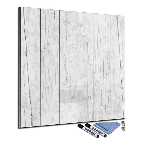Glas-Magnettafel 60x60 Quadratisch Wand mit Zubehör Whiteboard Holz-Optik Büro