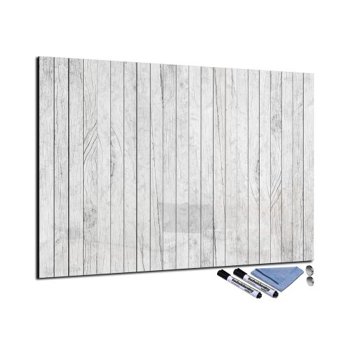 Glas-Magnettafel 70x100 Pinnwand Wand mit Zubehör Whiteboard Büro Holz-Optik
