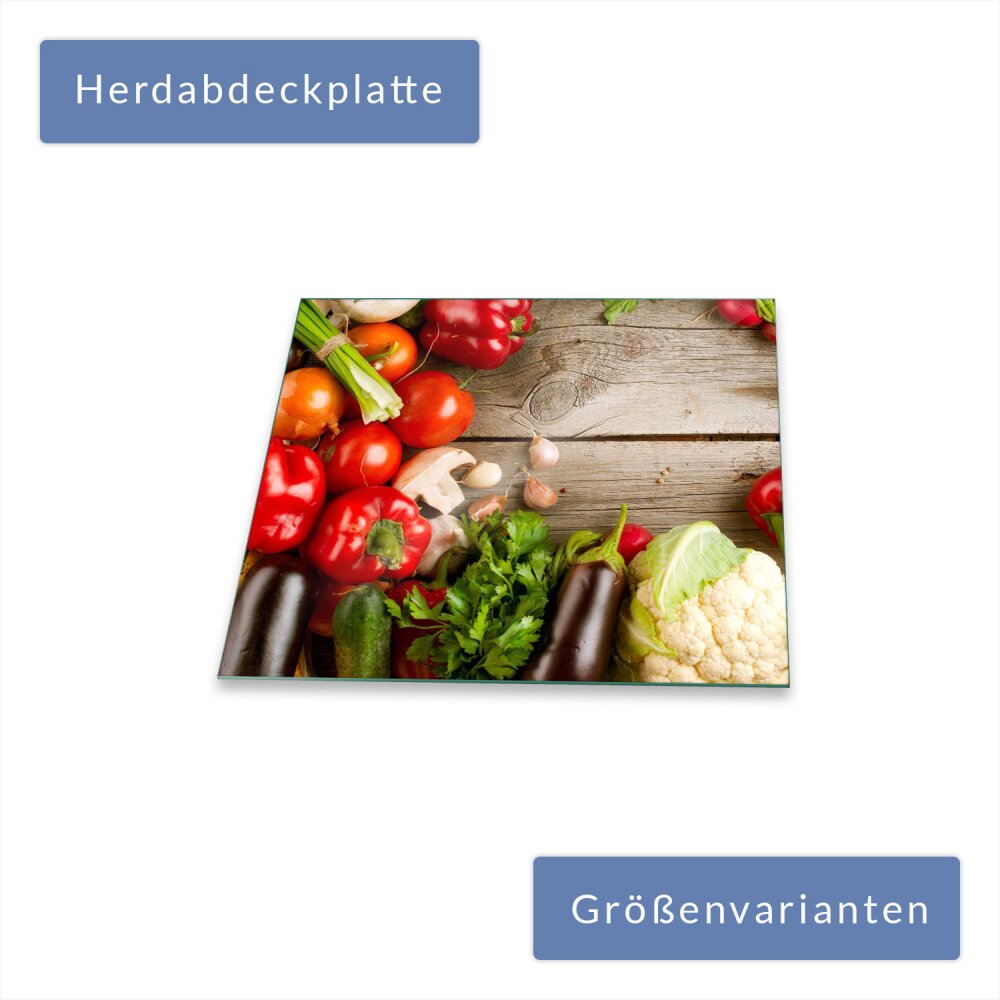 Herdabdeckplatten Ceranfeld 60x52 cm Spritzschutz Glas Schutz Gemüse Universal