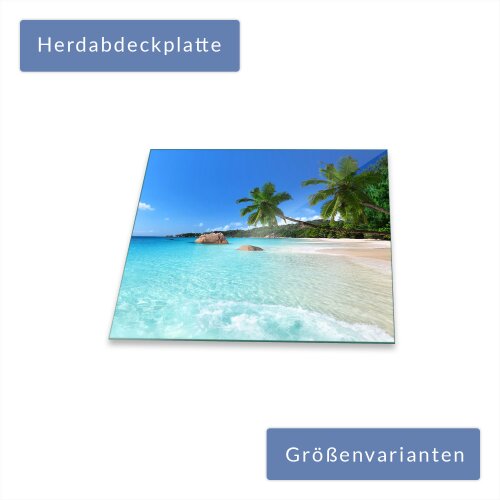 60x52 cm Herd-Abdeckplatte Glas Ceranfeld-Abdeckung Deko Strand Palmen 