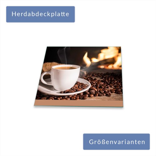 60x52 cm Herd-Abdeckplatte Glas Ceranfeld-Abdeckung Deko Kaffeebohnen 