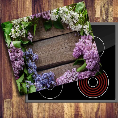 Herdabdeckplatten Ceranfeldabdeckung Spritzschutz Glas 60x52 Blumen Violet Holz
