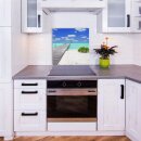 Küchenrückwand 60x60 Glas Spritzschutz Herd Spüle Fliesenschutz Küche Meer Blau