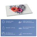 Herdabdeckplatten Ceranfeld Spritzschutz Glasplatte 80x52 Deko Blumen Grau