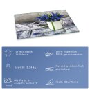 Herdabdeckplatten Ceranfeld Spritzschutz Glasplatte 80x52 Deko Blumen Blau