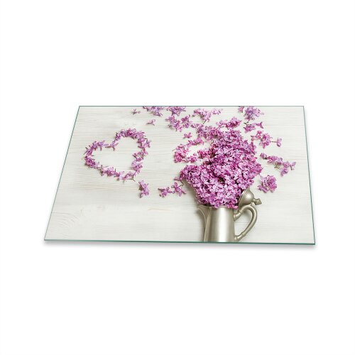 Herdabdeckplatte Ceranfeld Spritzschutz Glas Universal Deko 80x52 Blumen Violett