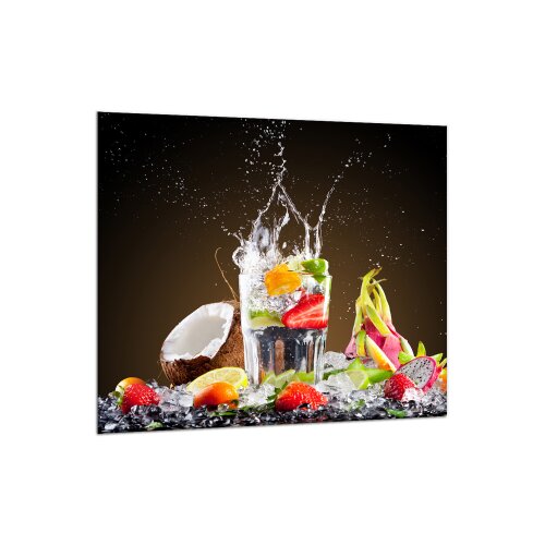 Küchenrückwand 65x60 Glas 65x60 Spritzschutz Herd Spüle Fliesenschutz Küche Obst Bunt