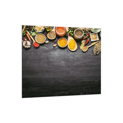 Küchenrückwand 65x60 Glas 65x60 Spritzschutz Herd Spüle Fliesenschutz Gewürze Schwarz