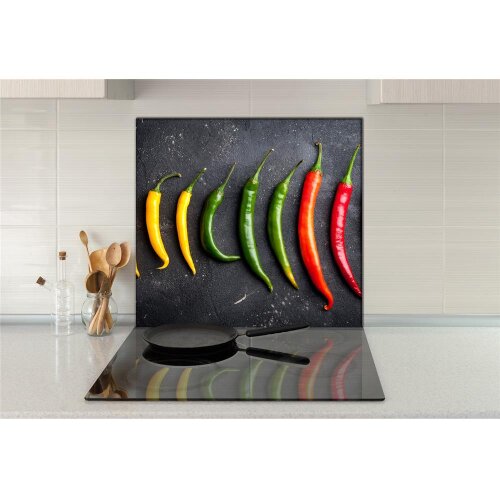 Küchenrückwand 65x60 Glas 65x60 Spritzschutz Herd Spüle Fliesenschutz Gemüse Schwarz