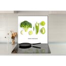 Küchenrückwand 65x60 Glas 65x60 Spritzschutz Herd Spüle Fliesenschutz Deko Gemüse Grün