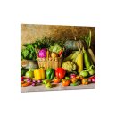 Küchenrückwand 65x60 Glas 65x60 Spritzschutz Herd Spüle Fliesenschutz Deko Gemüse Bunt