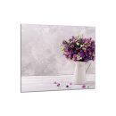 Küchenrückwand 65x60 Glas 65x60 Spritzschutz Herd Spüle Fliesenschutz Blumen Violett