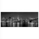 Glasbild 125x50 XL New York Schwarz Wei&szlig; Panorama...