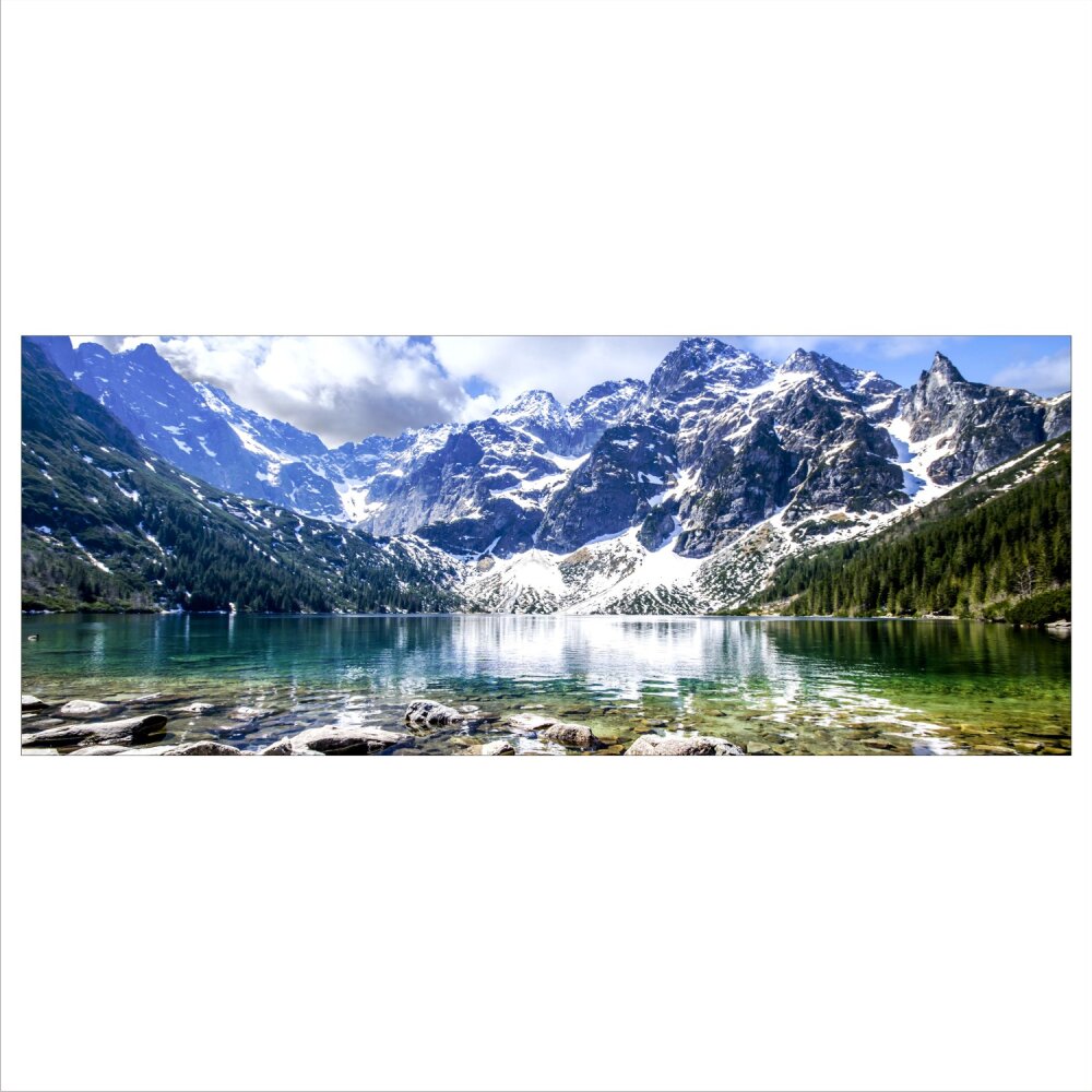 Glas-Bild Wandbilder Druck auf Glas 125x50 Deko Landschaften Berg See Gebirge 