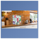 Herdabdeckplatte Ceran 2-teilig 2x30x52 Blumen Bunt Abdeckung Glas Spritzschutz