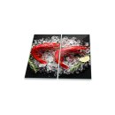 Herdabdeckplatte Ceran 2-teilig 2x30x52 Garnele Rot Abdeckung Glas Spritzschutz