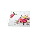 Herdabdeckplatte Ceran 2-teilig 2x30x52 Blumen Pink...