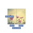 Herdabdeckplatte Ceran 2-teilig 2x30x52 Blumen Rot...