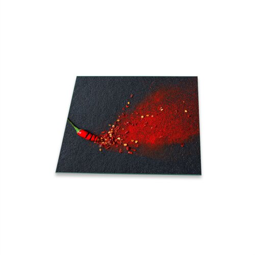 Herdabdeckplatte 60x52 Ceran 1 teilig Gew&uuml;rze Rot Abdeckung Glas Spritzschutz