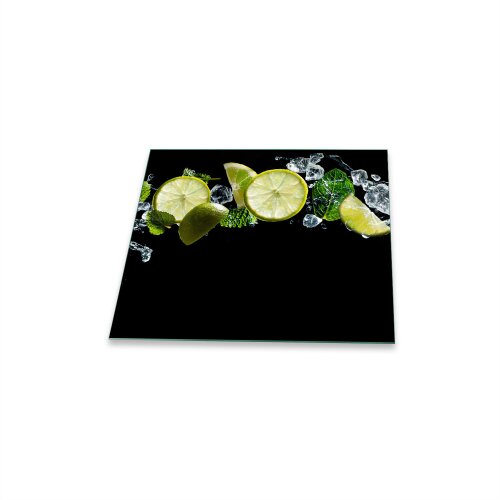 Herdabdeckplatte Ceran 1 teilig 60x52 Zitrone Grün Abdeckung Glas Spritzschutz