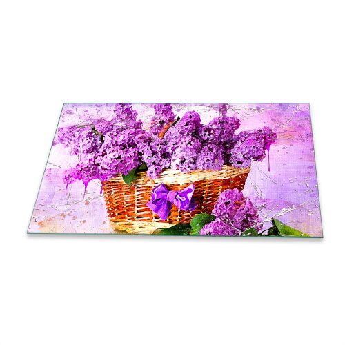Herdabdeckplatte Ceran 90x52 Blumen Pink Abdeckung Glas Spritzschutz Küche Deko