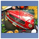 Herdabdeckplatte Ceran 2-Teilig 2x40x52 Auto Rot Abdeckung Spritzschutz Glas