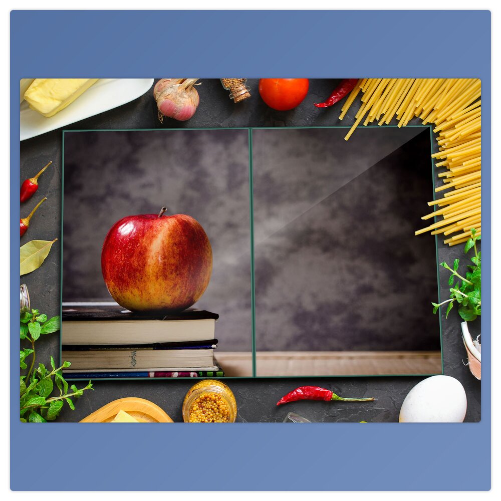 Glas-Herdabdeckplatte Ceranfeldabdeckung 2x40x52 Zweiteilig Äpfel auf dem Tisch 