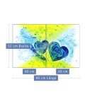 Herdabdeckplatte Ceran 2-Teilig 2x40x52 Herz Blau...