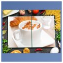 Herdabdeckplatte Ceran 2-Teilig 2x40x52 Kaffe Weiß Abdeckung Spritzschutz Glas