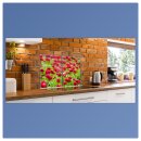 Herdabdeckplatte Ceran 2-Teilig 2x40x52 Blumen Rot Abdeckung Spritzschutz Glas