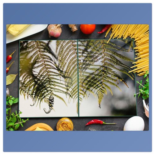Herdabdeckplatte Ceran 2-Teilig 2x40x52 Natur Grün Abdeckung Spritzschutz Glas