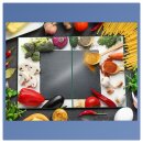 Herdabdeckplatte Ceran 2-Teilig 2x40x52 Essen Bunt Abdeckung Spritzschutz Glas