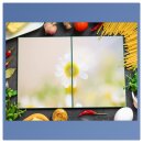 Herdabdeckplatte Ceran 2-Teilig 2x40x52 Blumen Weiß Abdeckung Spritzschutz Glas