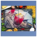 Herdabdeckplatte Ceran 2-Teilig 2x40x52 Zitrone Rot Abdeckung Spritzschutz Glas