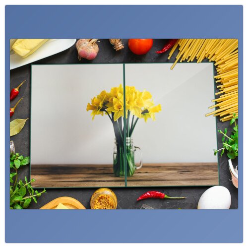 Herdabdeckplatte Ceran 2-Teilig 2x40x52 Blumen Gelb Abdeckung Spritzschutz Glas