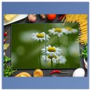 Herdabdeckplatte Ceran 2-Teilig 2x40x52 Blumen Grün Abdeckung Spritzschutz Glas