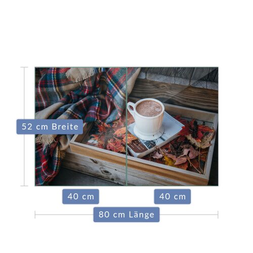 Herdabdeckplatte Ceran 2-Teilig 2x40x52 Kaffe Braun Abdeckung Spritzschutz Glas