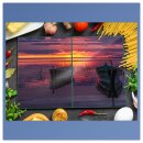 Herdabdeckplatte Ceran 2-Teilig 2x40x52 Meer Violett Abdeckung Spritzschutz Glas
