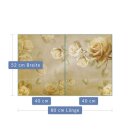 Herdabdeckplatte Ceran 2-Teilig 2x40x52 Blumen Beige Abdeckung Spritzschutz Glas