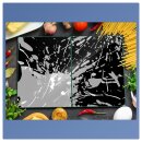 Herdabdeckplatte Ceran 2-Teilig 2x40x52 Abstrakt Schwarz Weiß Abdeckung Herd