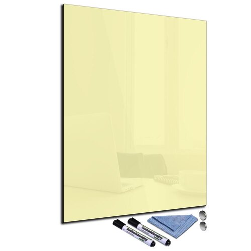 Glas-Magnettafel Beige 60x80 Pinnwand Wand mit Zubehör Whiteboard Küche Büro