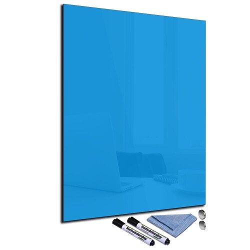 Glas-Magnettafel Blau 60x80 Pinnwand Wand mit Zubehör Whiteboard Küche Büro Deko