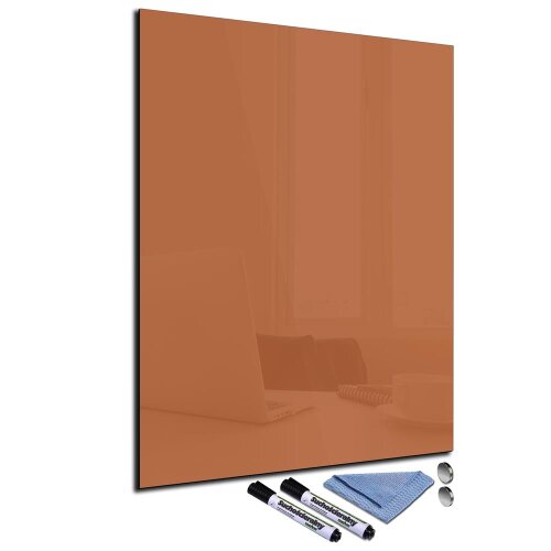 Glas-Magnettafel Braun 60x80 Pinnwand Wand mit Zubehör Whiteboard Küche Büro