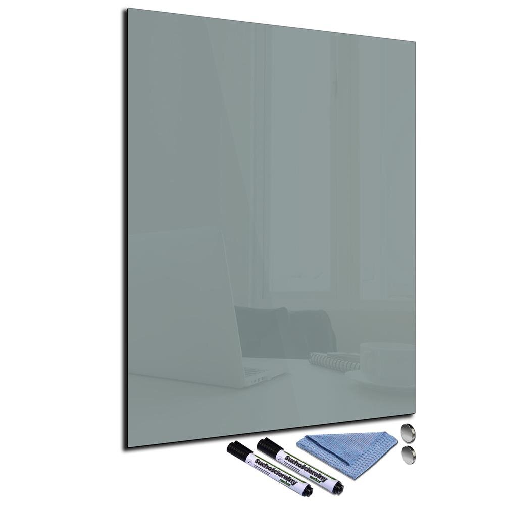 Glas-Magnettafel Grau 60x80 Pinnwand Wand mit Zubehör Whiteboard Küche Deko 