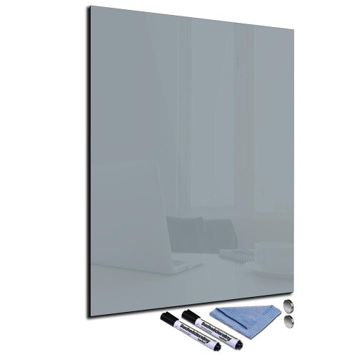 Glas-Magnettafel Grau 60x80 Pinnwand Wand mit Zubehör Whiteboard Küche Büro Deko