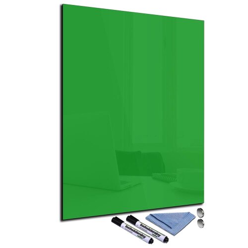 Glas-Magnettafel 60x80 Pinnwand Wand mit Zubehör Whiteboard Fußballfeld Grün 