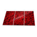 Herdabdeckplatte Ceran 3-teilig 90x52 Rot Blumen...